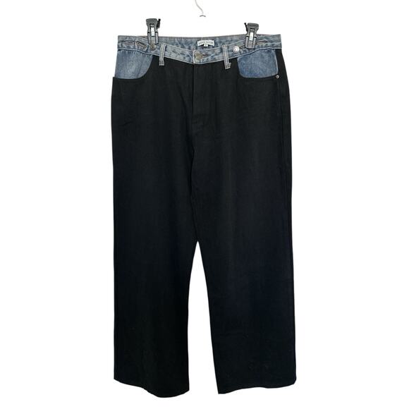 Moon River - Anthropologie two-tone, wide-leg jeans Size L the 90s/Y2K era. - Picture 3 of 11